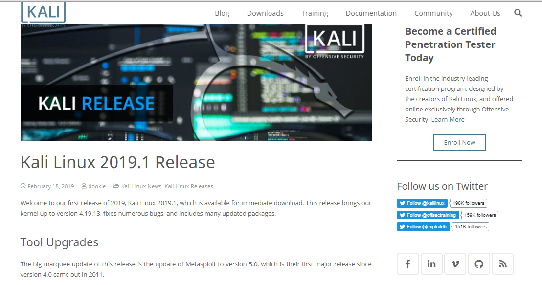 Kali Linux 2019.1 Release Updates