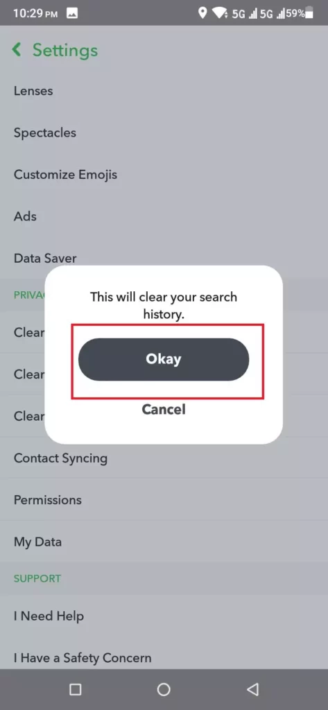 How To Clear SNapchat Search History