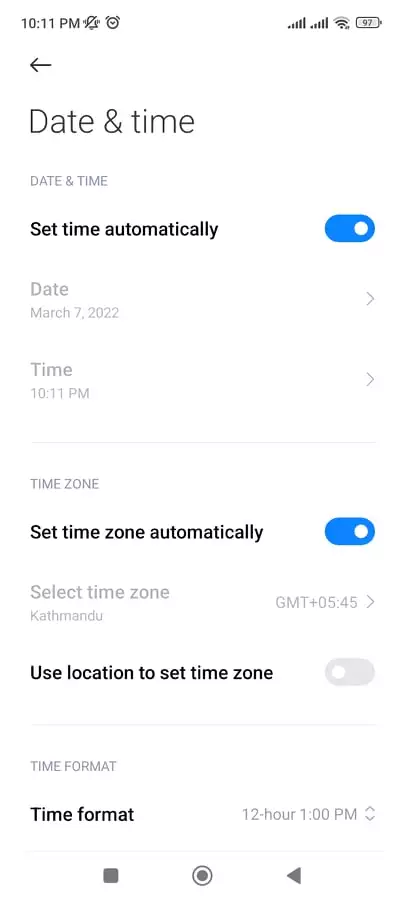 Date and Time Android