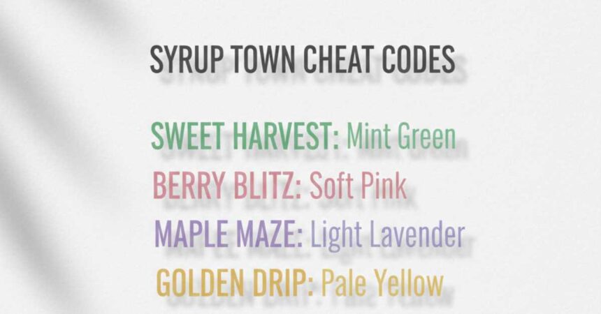 Syrup Town Cheat Codes